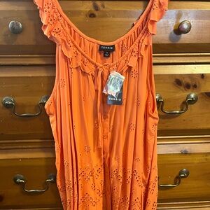 Torrid Vibrant Orange Eyelet Blouse